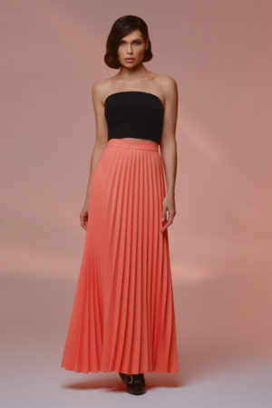 Плиссированная юбка коралловая из ультраплотного крепа, фото 1