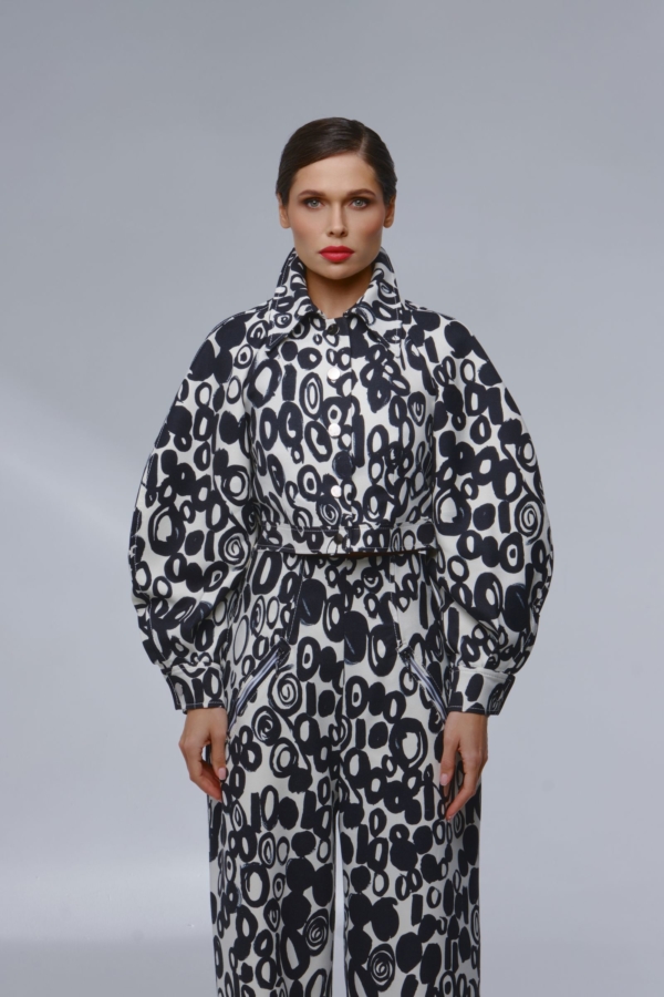 Жакет-куртка из итальянского хлопка с шерстью с принтом, фото 1