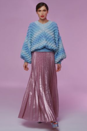 Плиссированная юбка с пайетками лавандово-розовая, фото 2