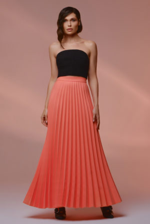 Плиссированная юбка коралловая из ультраплотного крепа, фото 2