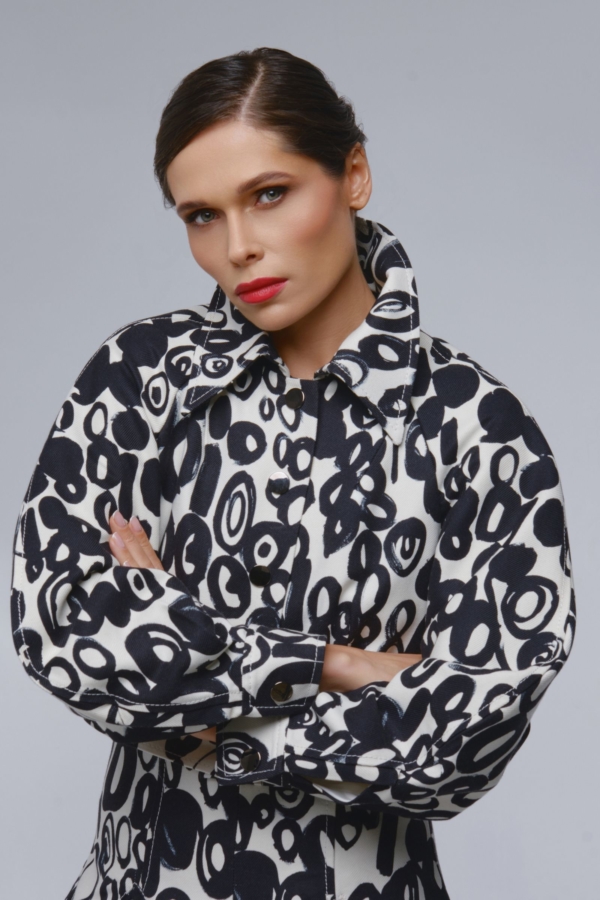 Жакет-куртка из итальянского хлопка с шерстью с принтом, фото 2