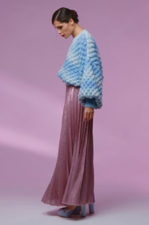 Плиссированная юбка с пайетками лавандово-розовая, фото 3