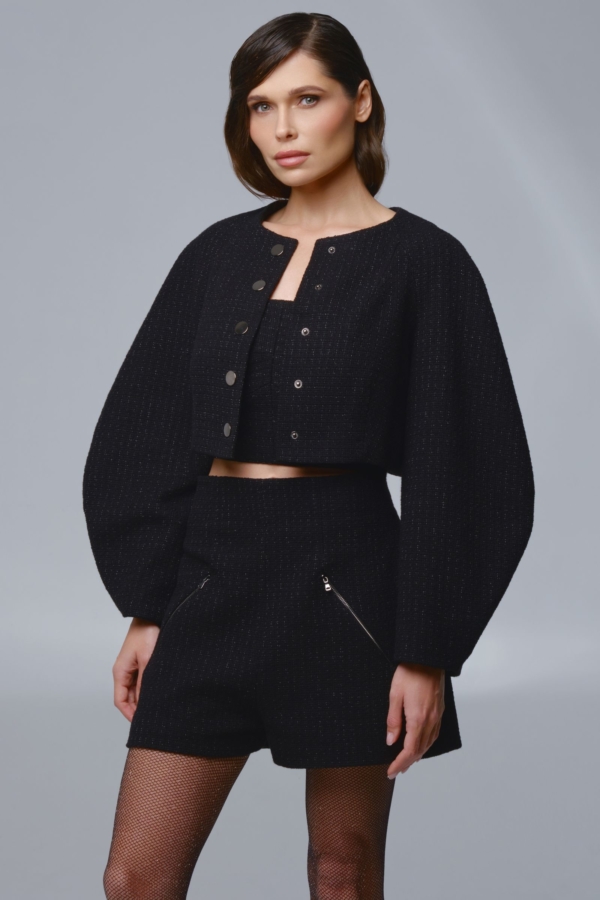 Черный жакет из премиального итальянского твида, фото 1