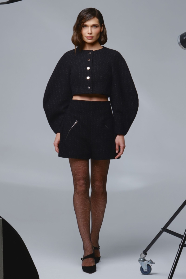 Черный жакет из премиального итальянского твида, фото 2